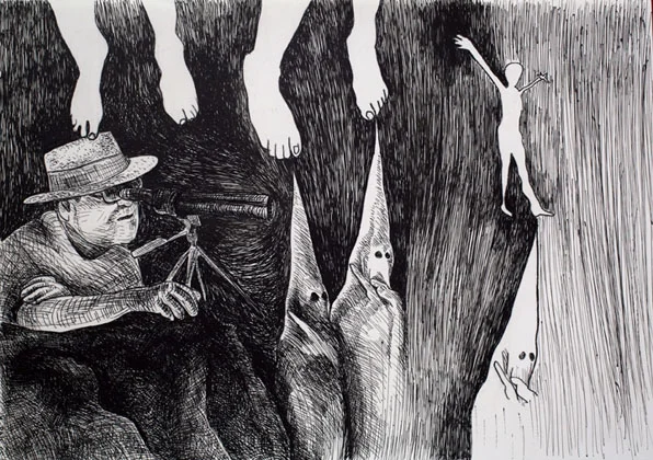 Untitled, from the series "Brief Commentaries". Ink on paper, 12 x 16 in., 2005.