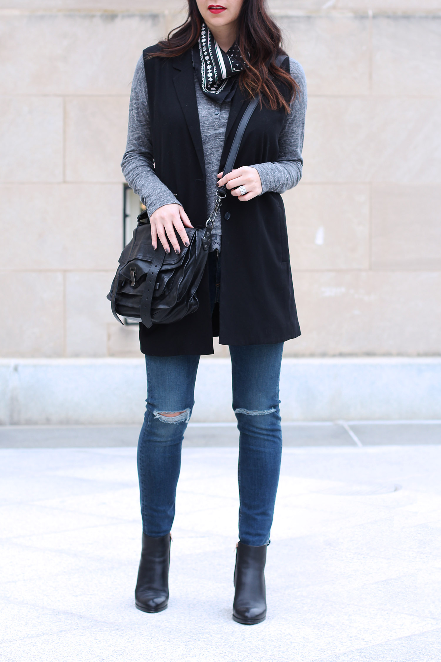 Proenza Schouler PS1 Satchel, Dust Vest Outfit