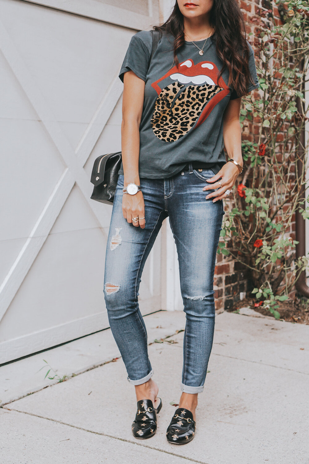 Cute Band Tee Outfit, Gucci Mules