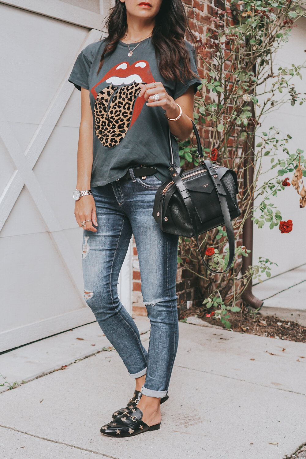 Rolling Stones Tee, How to Style A Band Tee, Gucci Mules