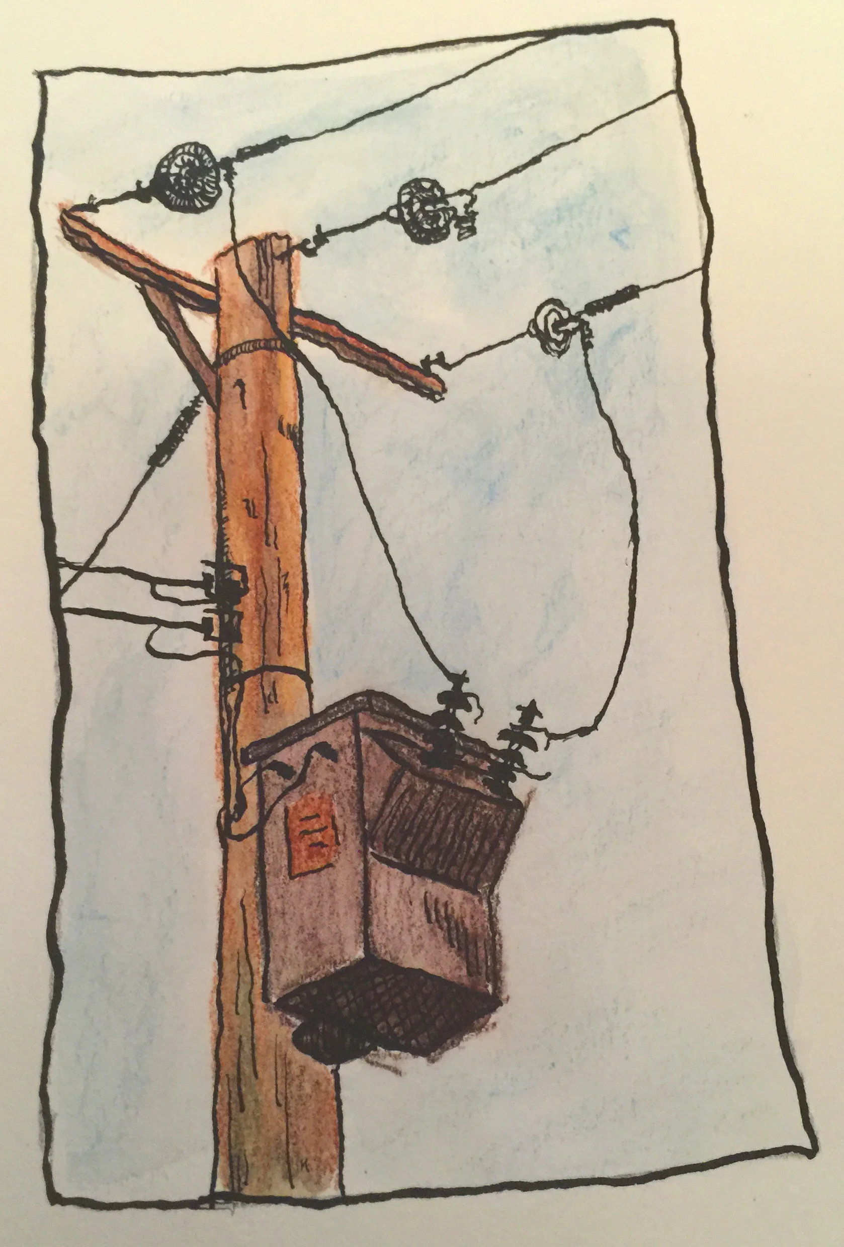 Telegraph Pole (Pen & Ink, Watercolors, 2016)
