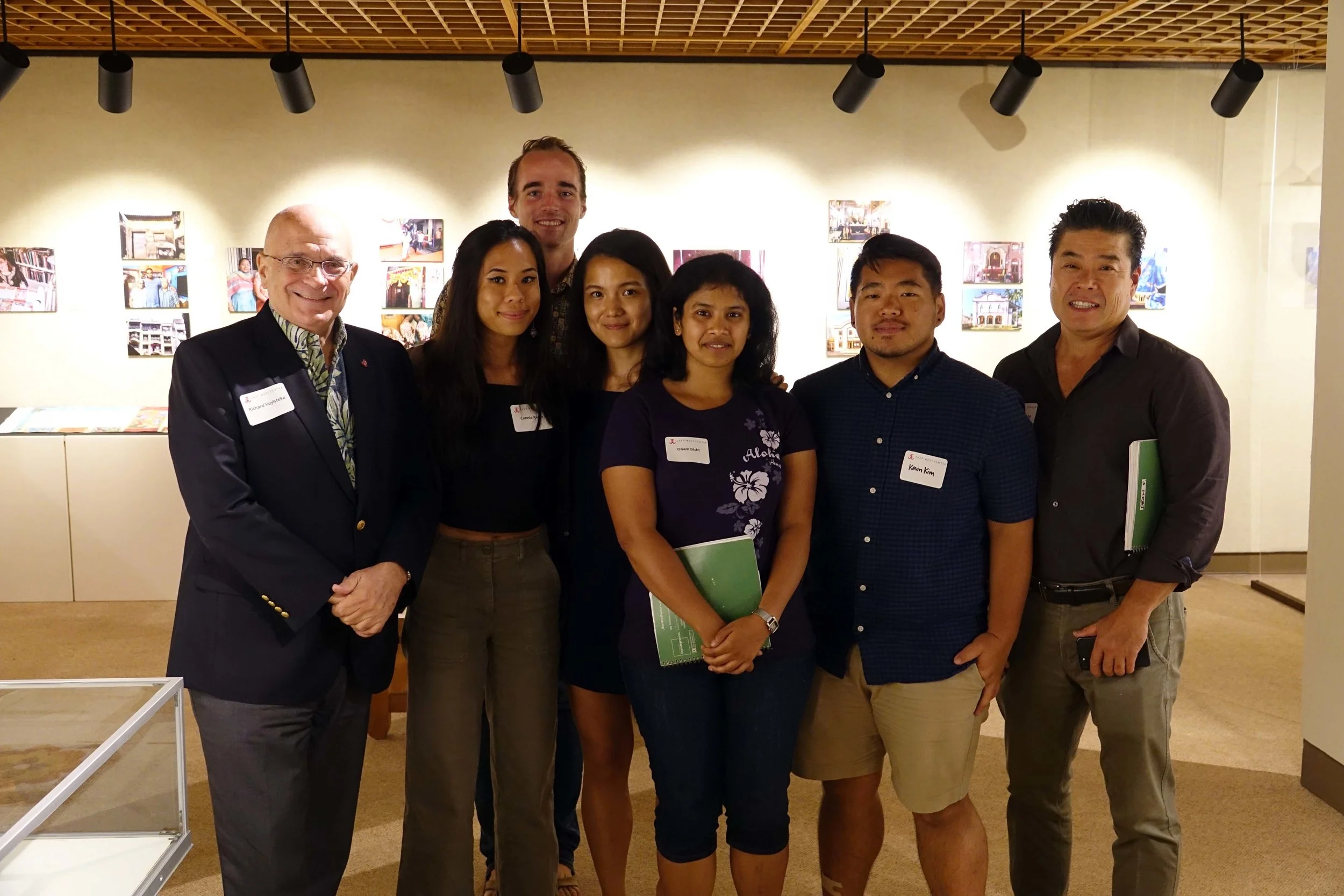 East-West Center President Richard Vuylsteke and SHADE Fellows Connie Kwan, Kyler Carlson, Lee Hao Rong, Onam Bisht, Kevin Kim and Dean Sakamoto. Photo credit: Eric Chang, East-West Center