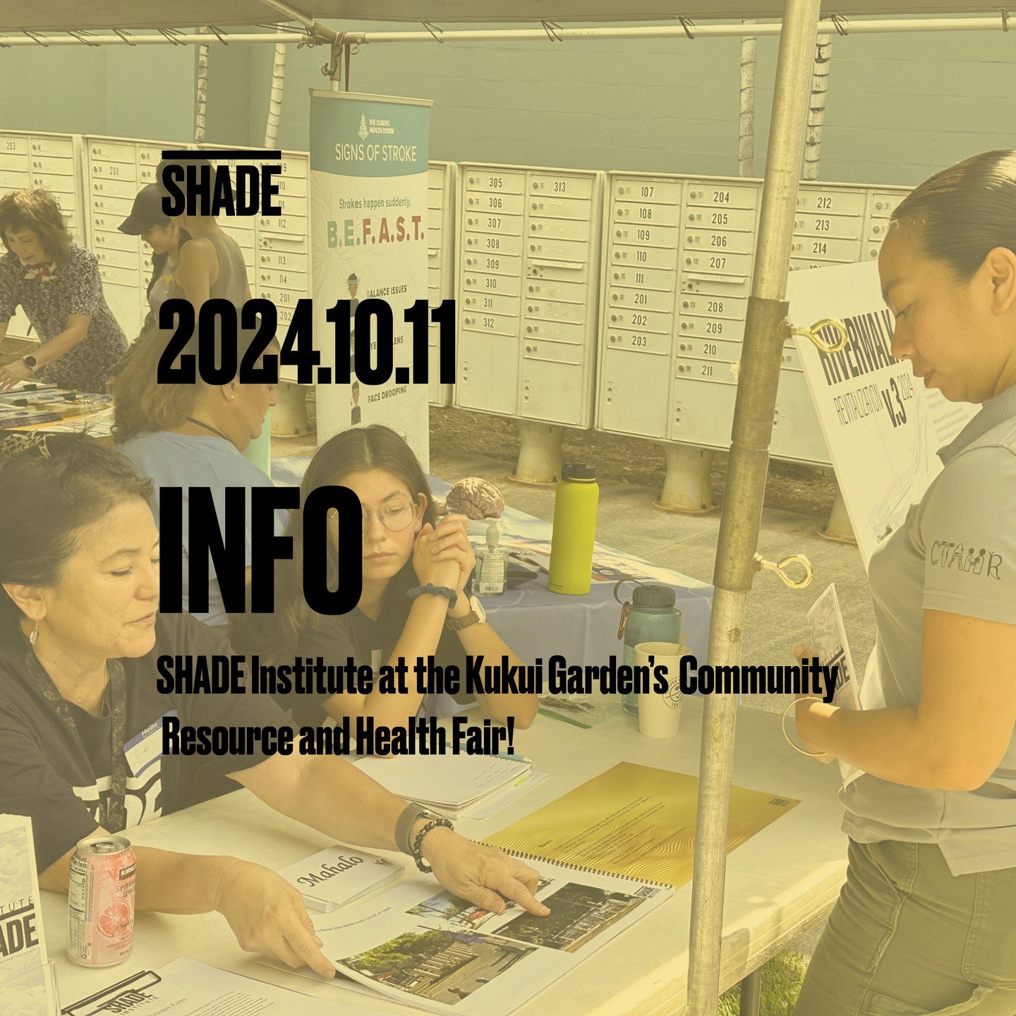 Mahalo nui loa to Helen Lee for inviting SHADE Institute to participate in the Kukui Garden's Community Resource and Health Fair. We had a great time talking to the community about our Riverwalk Revitalization Project and getting more feedback! Good 