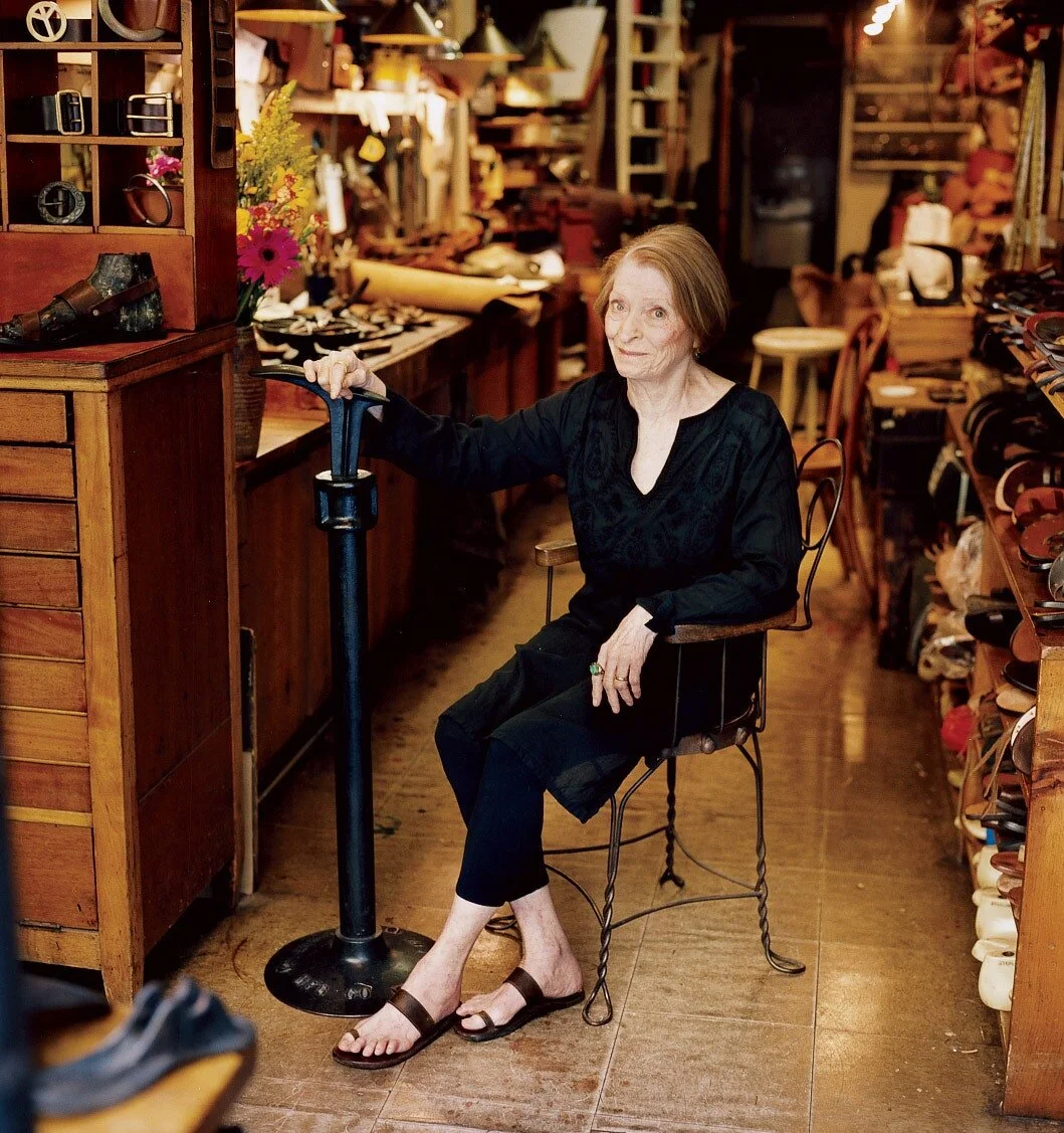 Barbara Shaum at her iconic East Village Sandal Store. Photograph by Jonathan Becker.