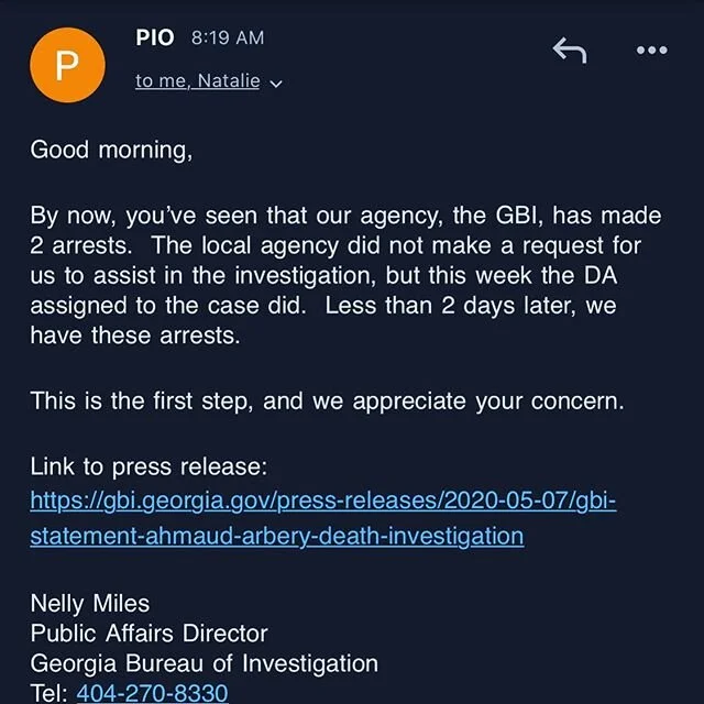 A real response to a real request for some semblance of justice. #ahmaudarbery #OurAmerica