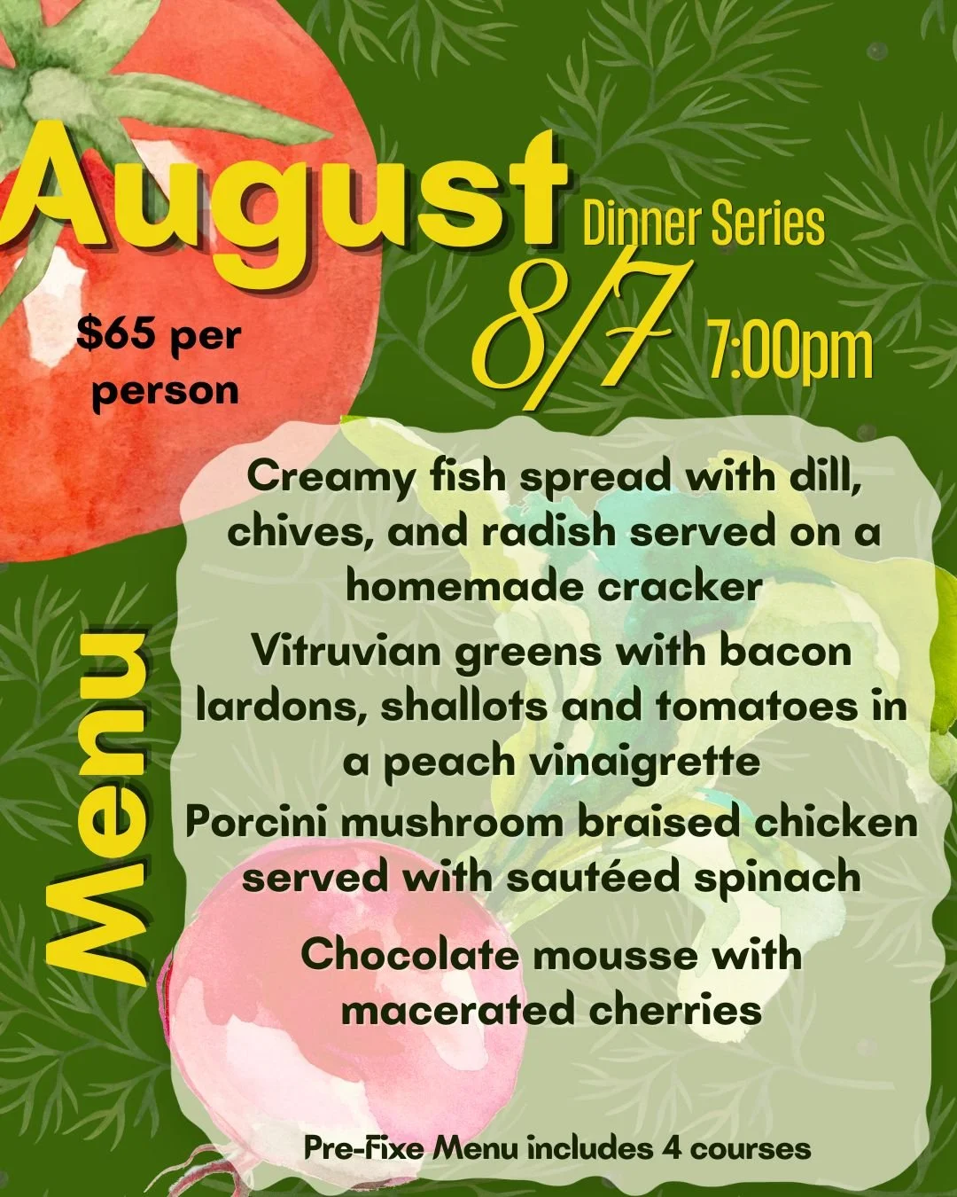 Dinner- Table for Four - Friday August 7th