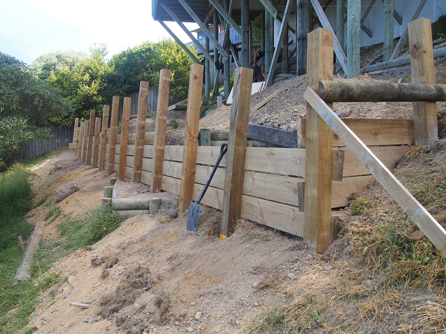  10.3 Retaining wall boards in place 