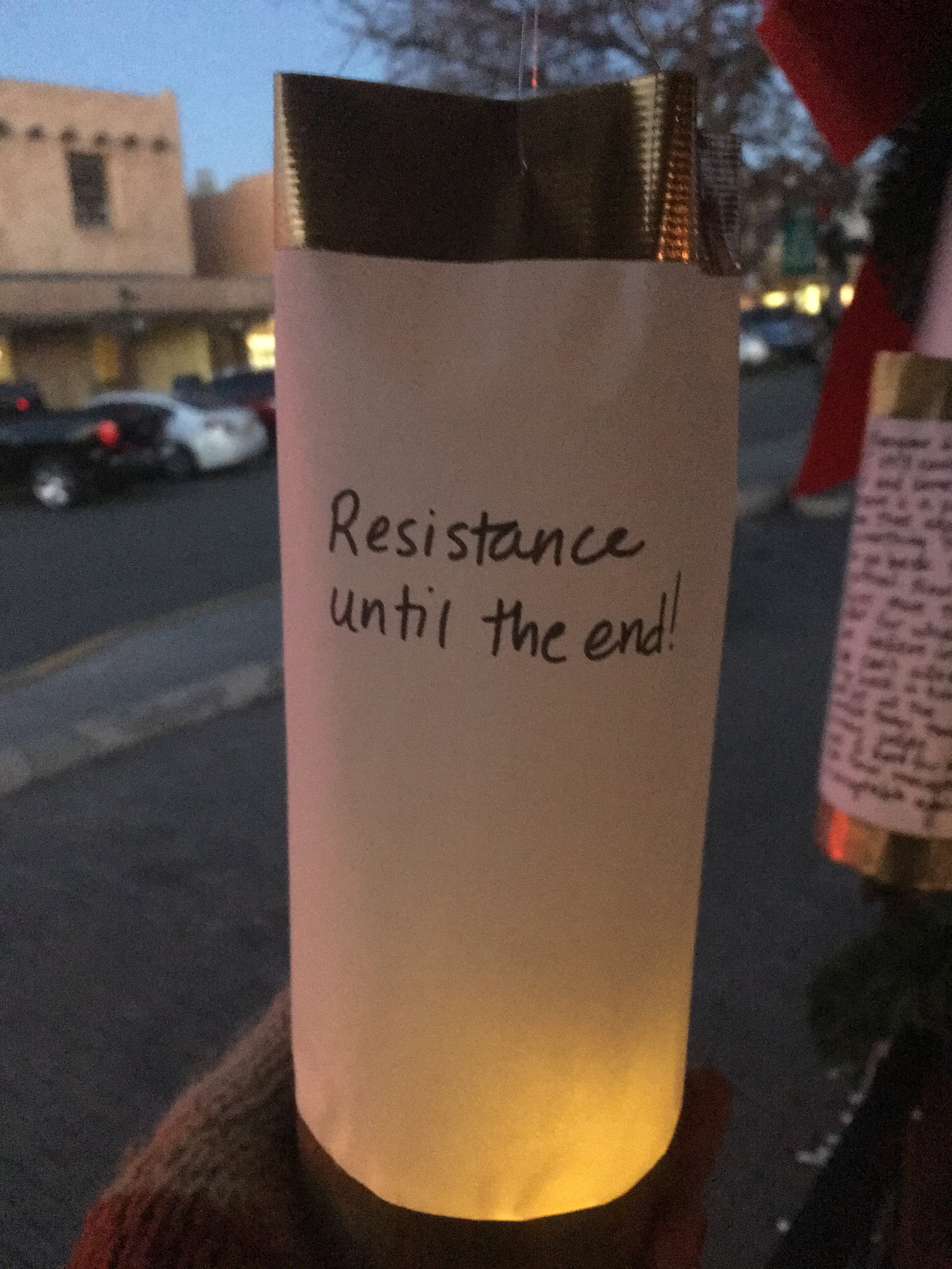 Lanterns for Peace at the town plaza in Taos, NM