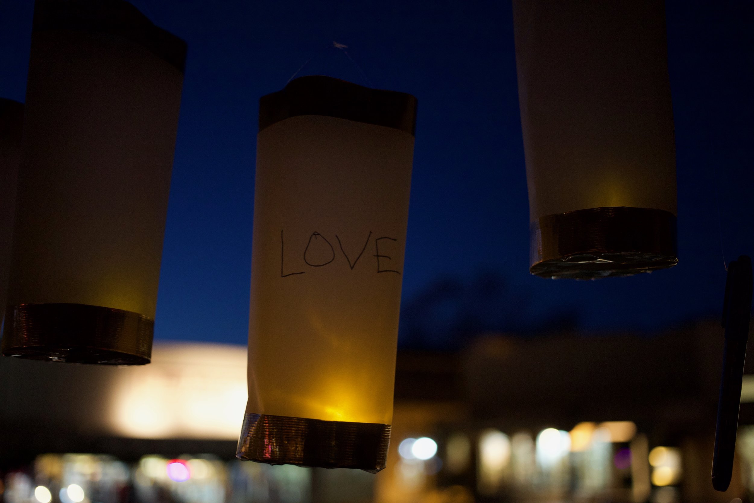 Lanterns for Peace at the town plaza in Taos, NM