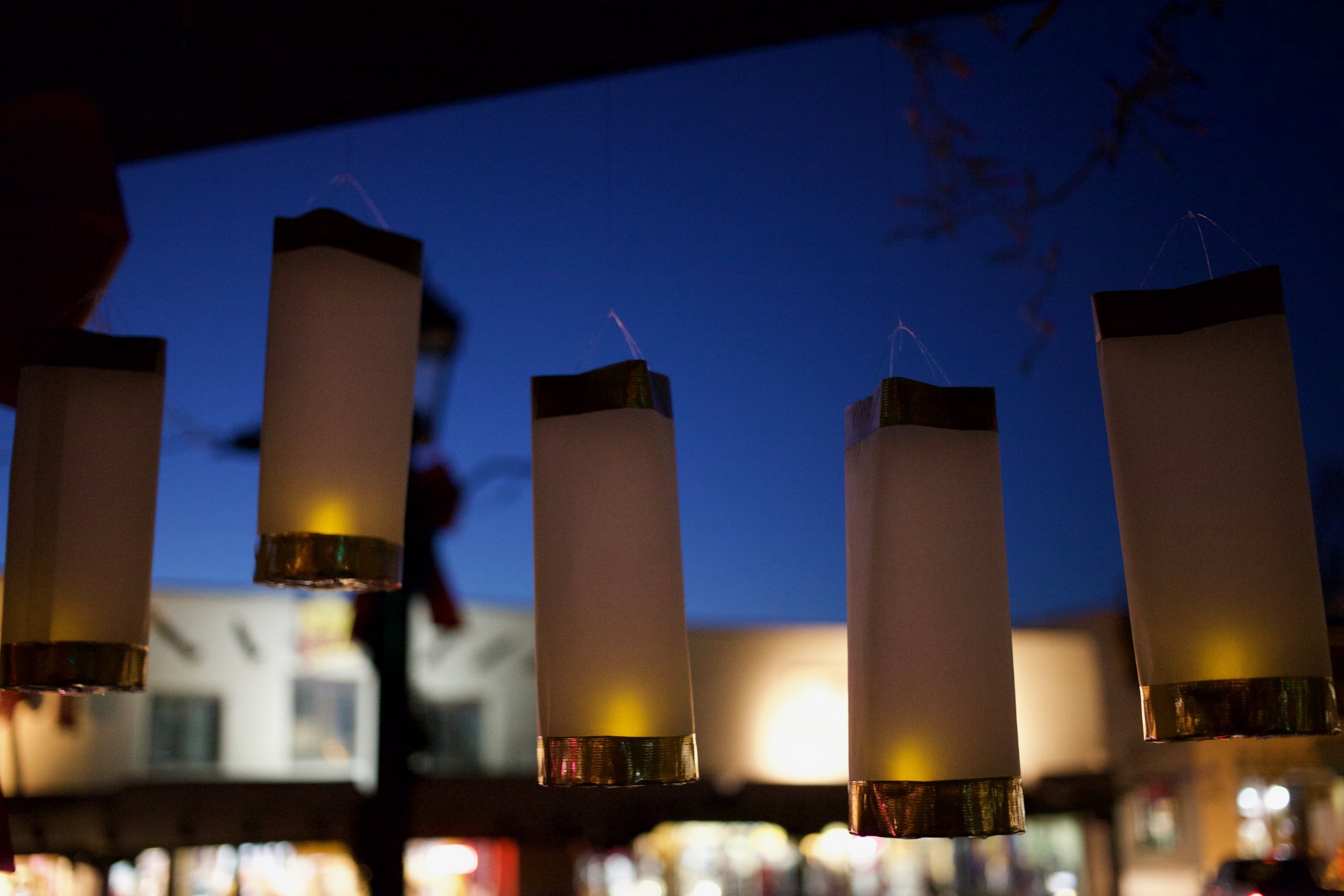 Lanterns for Peace at the town plaza in Taos, NM