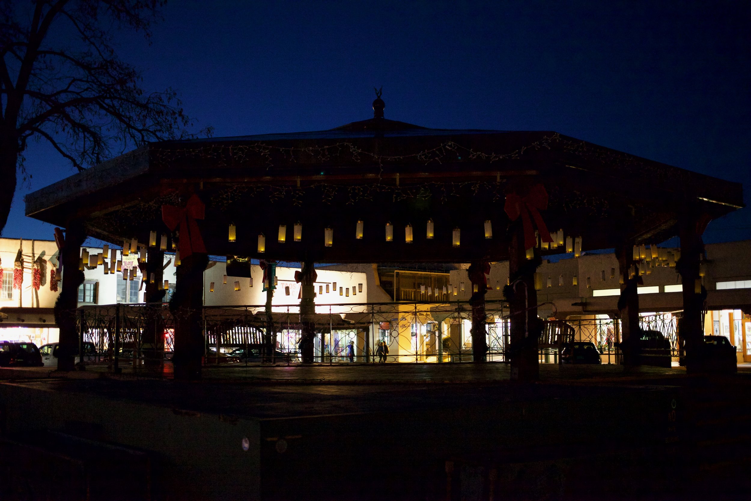 Lanterns for Peace at the town plaza in Taos, NM