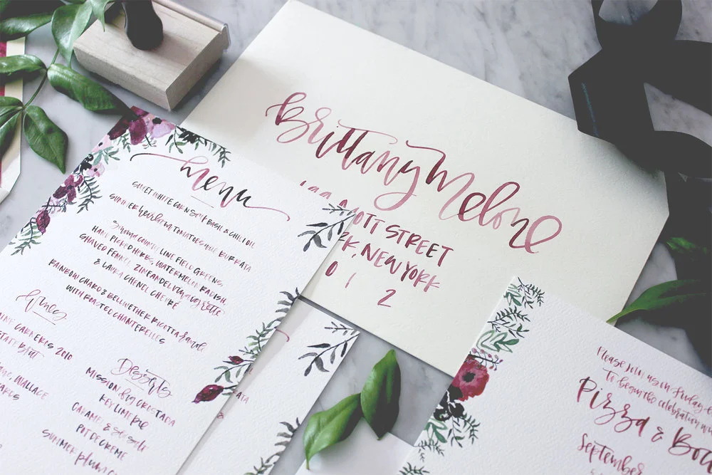 Moody Floral and Burgundy Suite | Real Wedding Stationery