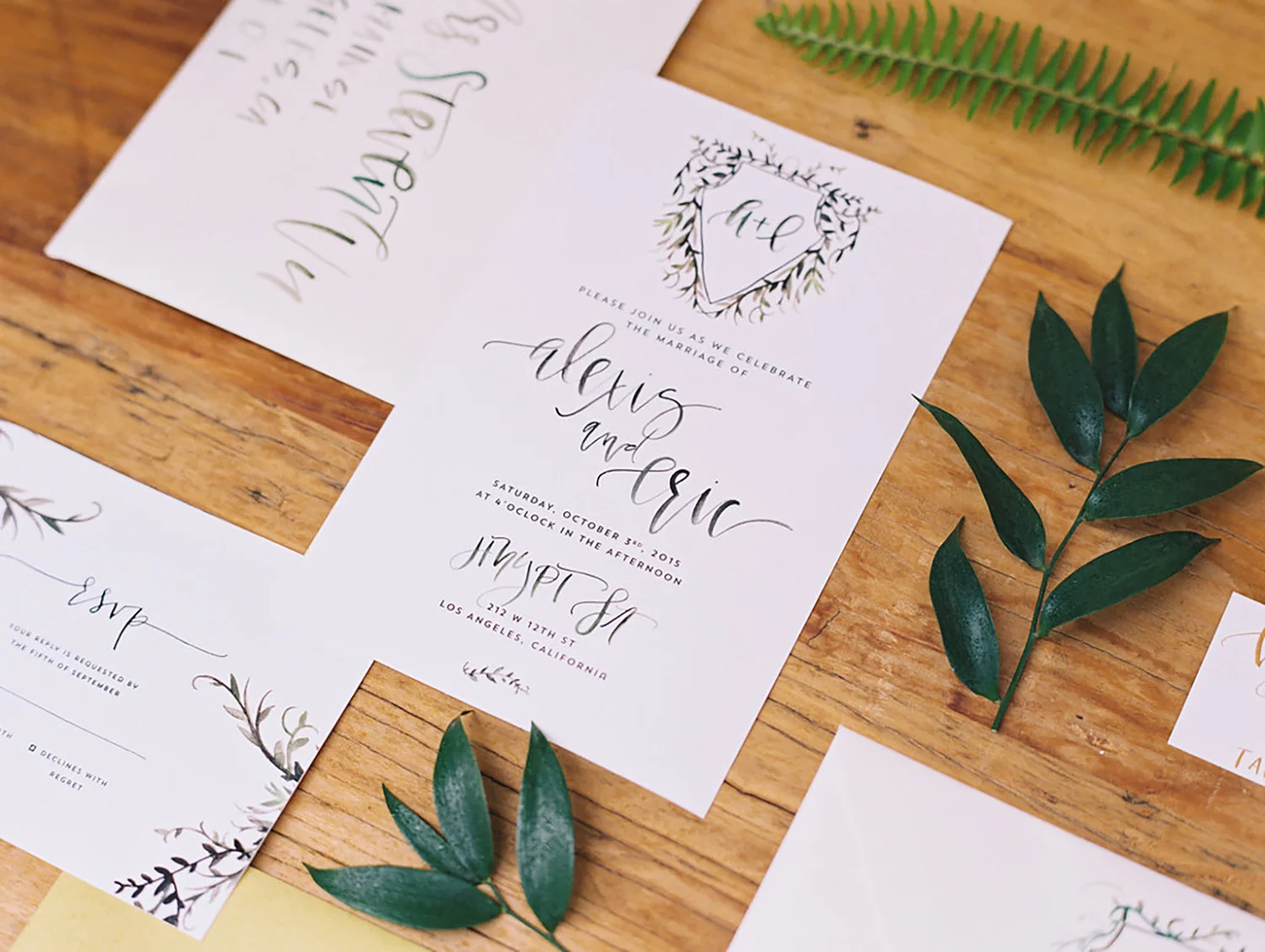 Shades of Green Botanical Suite | Calligraphy