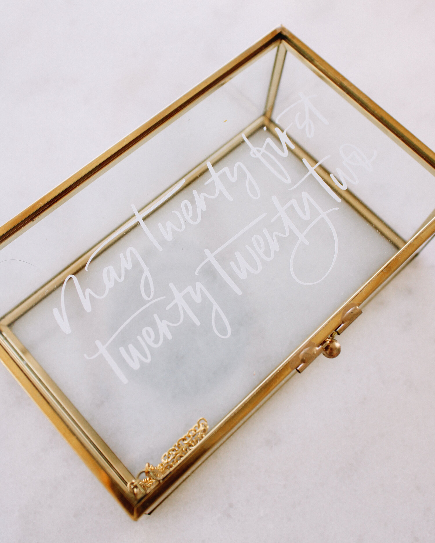 parkere større Smuk kvinde Custom Dated Glass and Gold Trinket Box — Lauren Saylor Interiors + Design  || A Fabulous Fete Wedding Invitations + Stationery