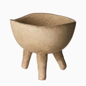 Small Matte Taupe Terracotta Footed Planter