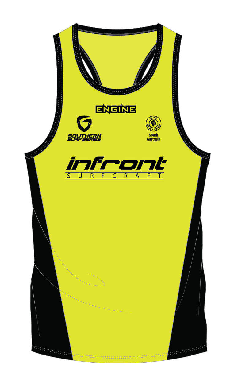 Yellow Infront Southern Surf Series leader high-vis singlet