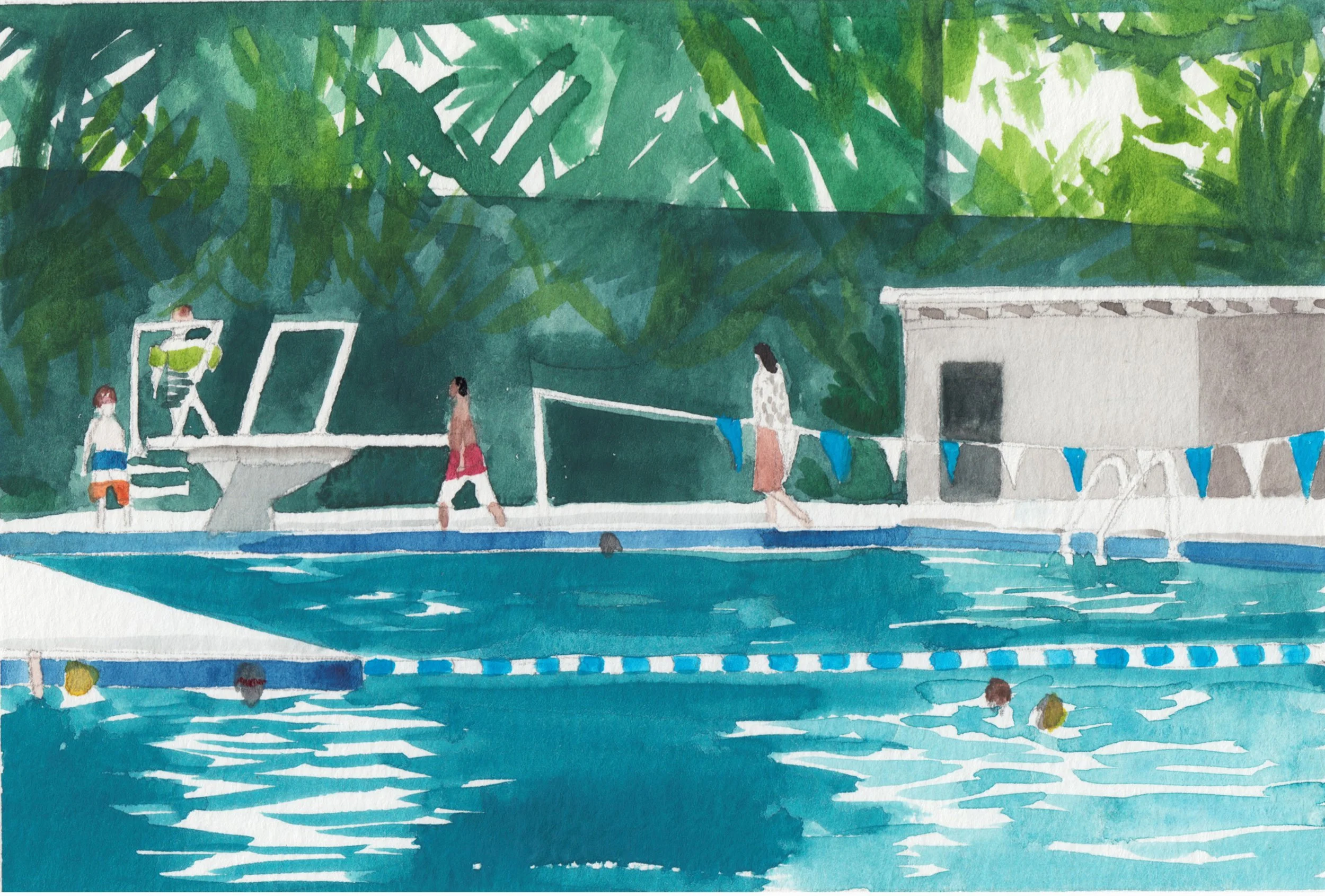   Briarwood Pool , Jackson, MS, watercolor, 2021 