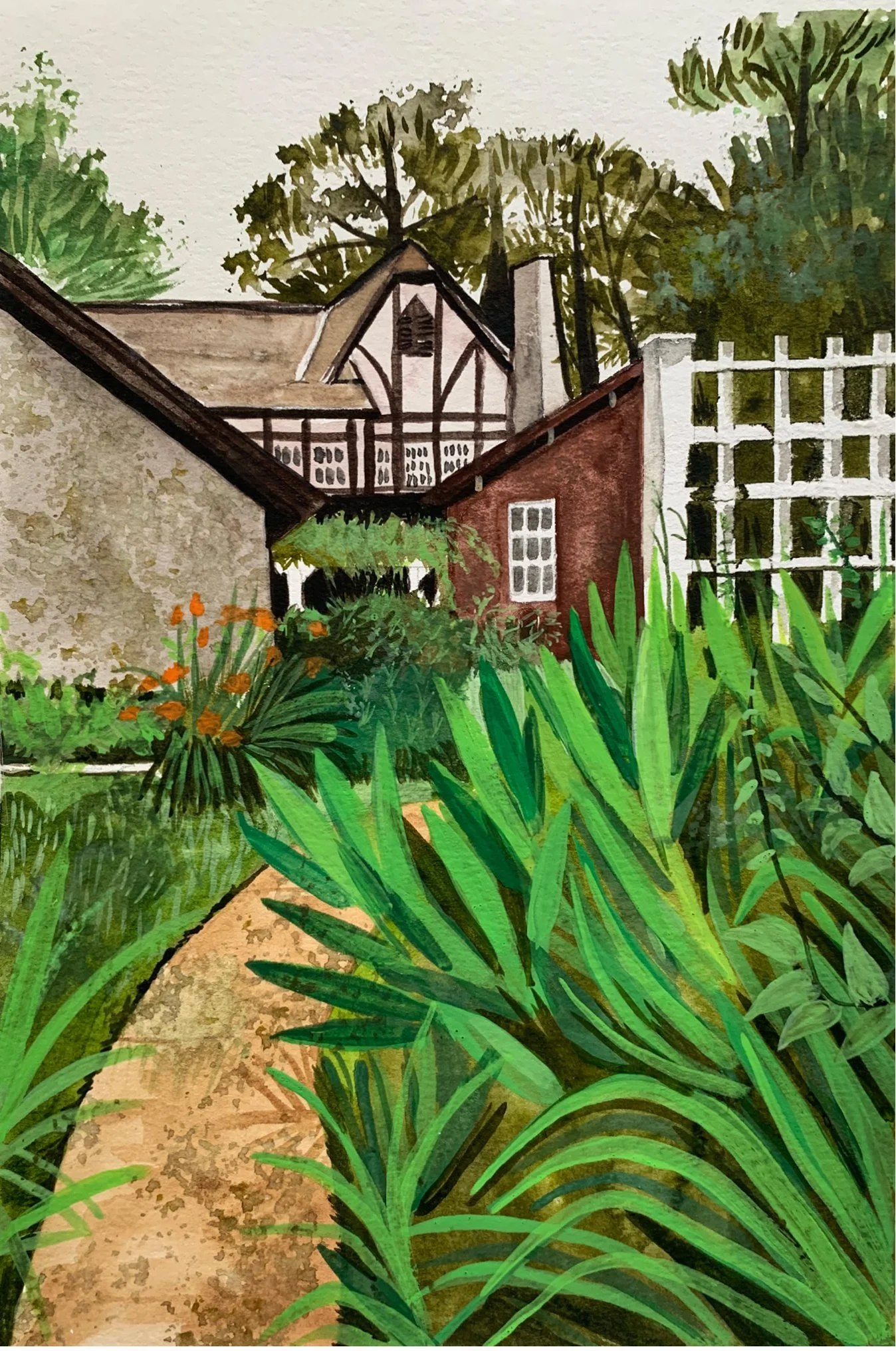   The Eudora Welty House &amp; Garden , Jackson, MS, gouache, 2021 