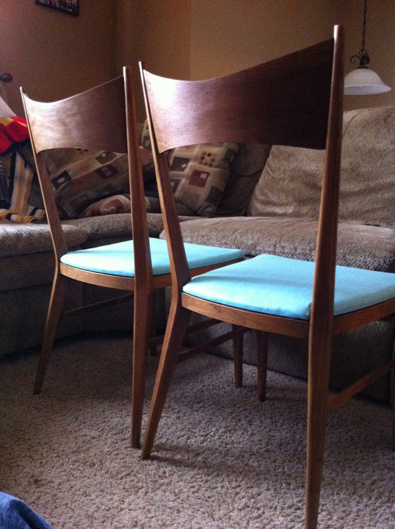 2 available! Paul McCobb for Calvin Furniture BOW TIE chairs. Ready to ship! Structurally rehabbed, new seat covers, new lacquer over original finish. I can't believe I still have them!