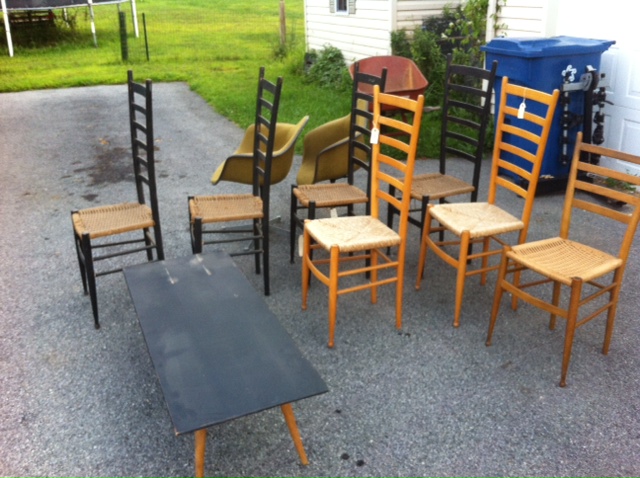 Gio Ponti threw up in my driveway! The chairs are very cute and the design is exaggerated and cartoony. 