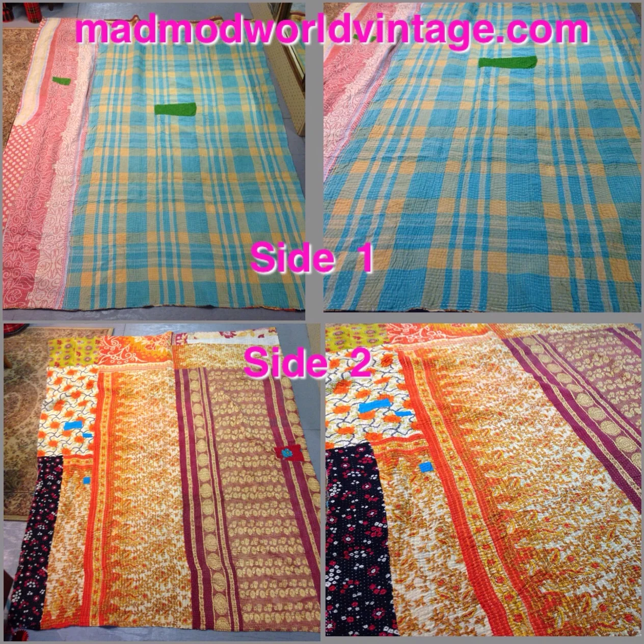 This blanket is vibrant and colorful! Turquoise themed on one side, orange and warm on the other. Great home decor item!