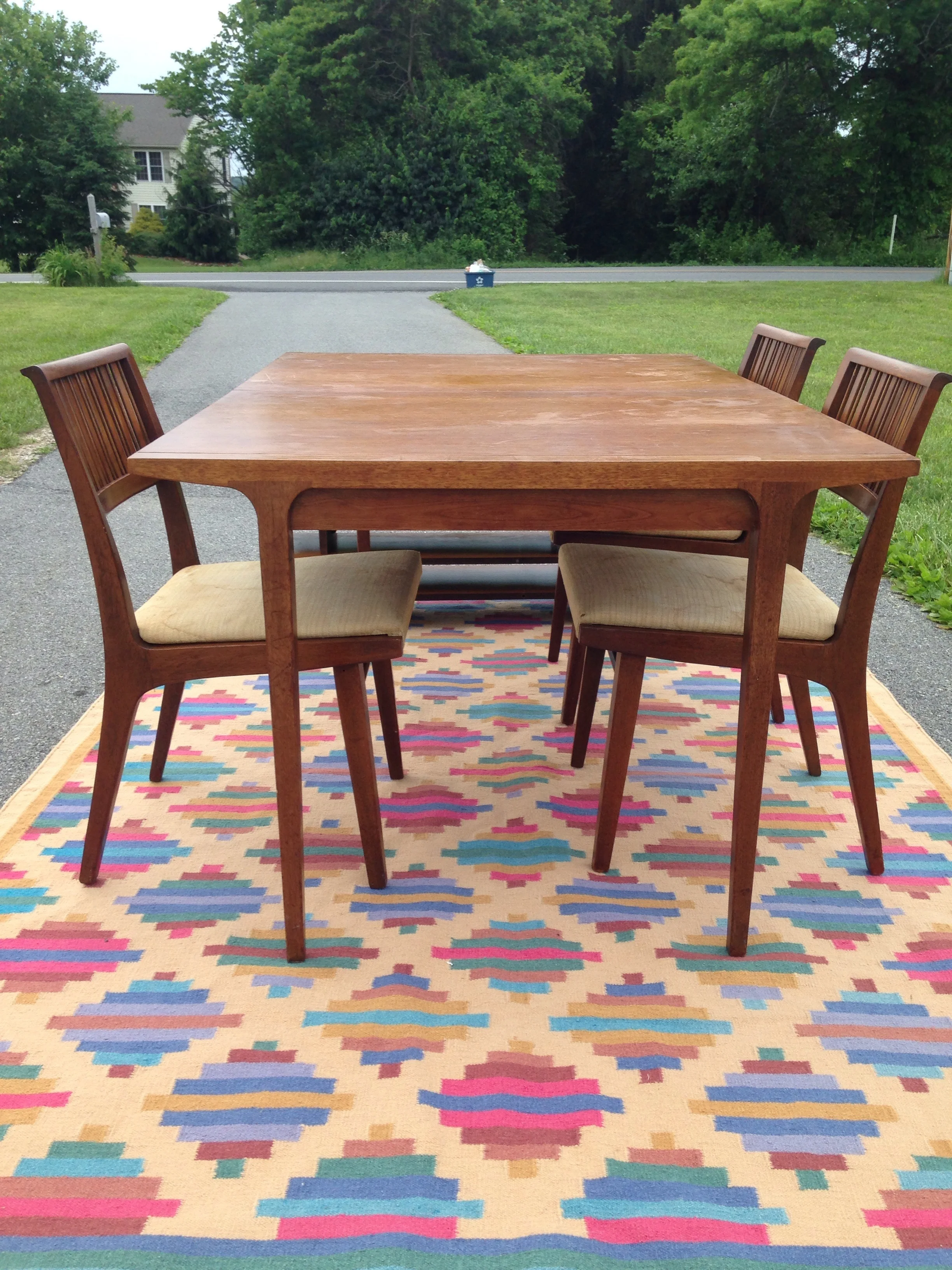  https://www.etsy.com/listing/385045644/drexel-counterpoint-1959-dining-table-3 click here to view the etsy listing. This is for pick up or regional meets/delivery.only. This gorgeous kilim rug is also available!