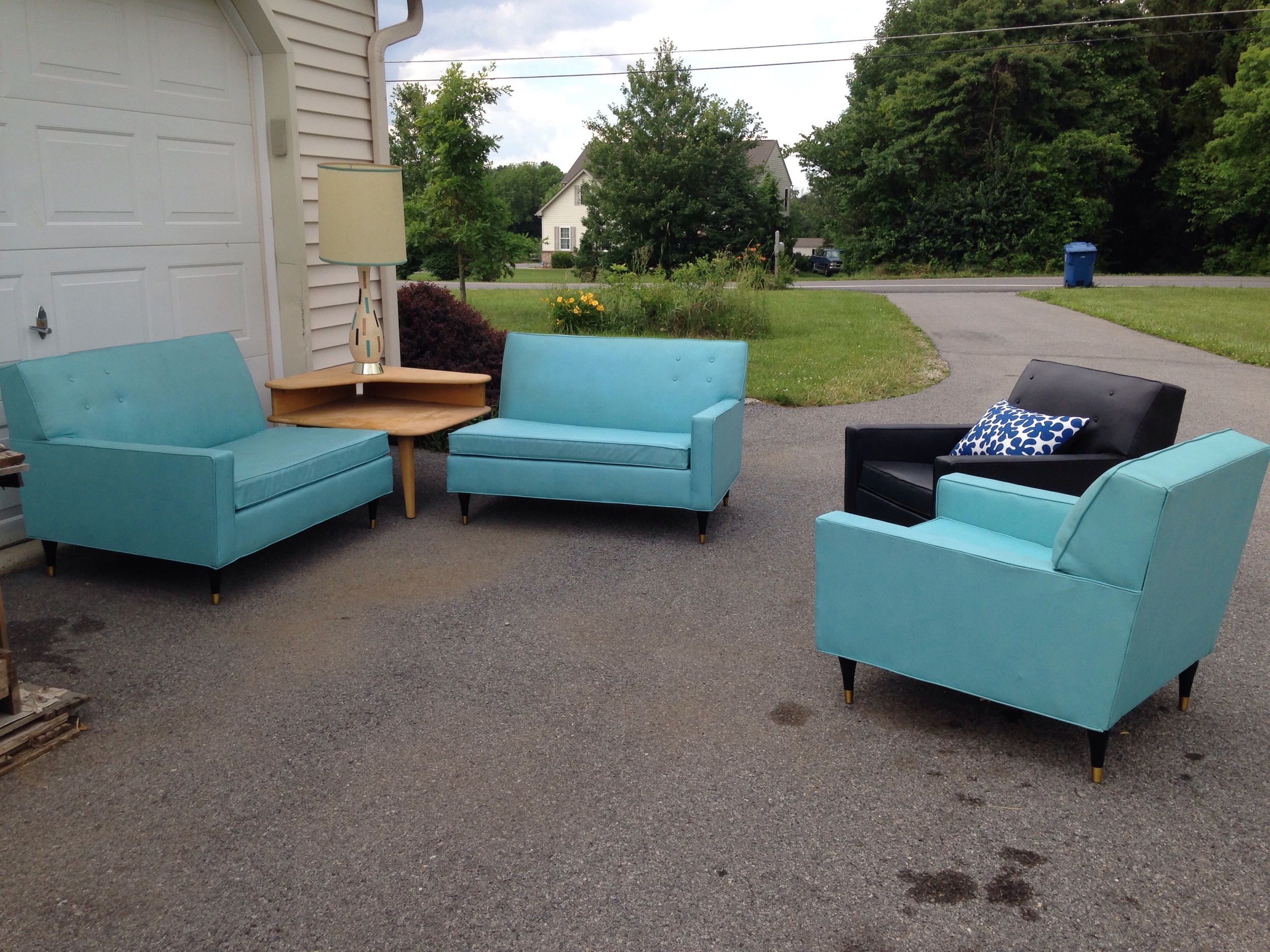 4 PC living room seating set by Carson's of High Point. All vinyl upholstery in excellent condition. From clean and tidy home.