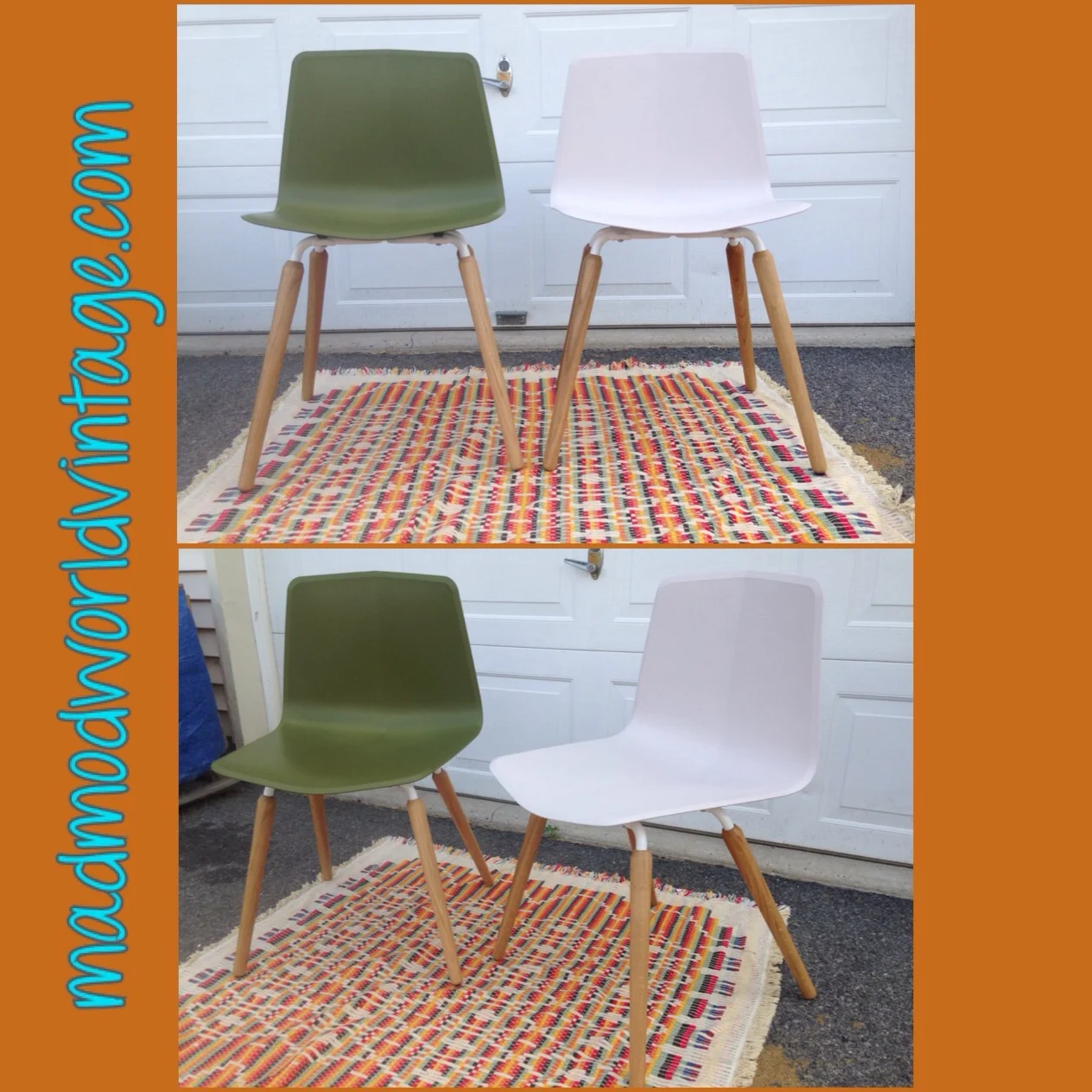 In the eBay shop, European beauties! Not your average chair! Sold by the pair, one moss, one white.