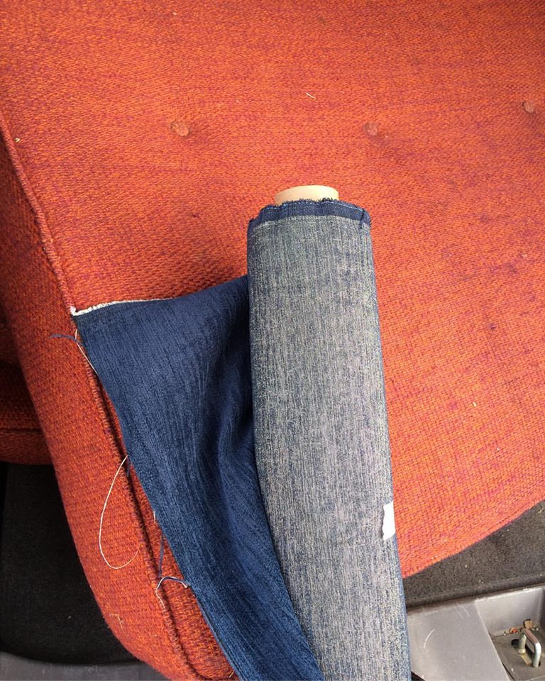 Although the original fabric was more of a tweed, I opted for a softer velvet. More inviting for napping and lounging!