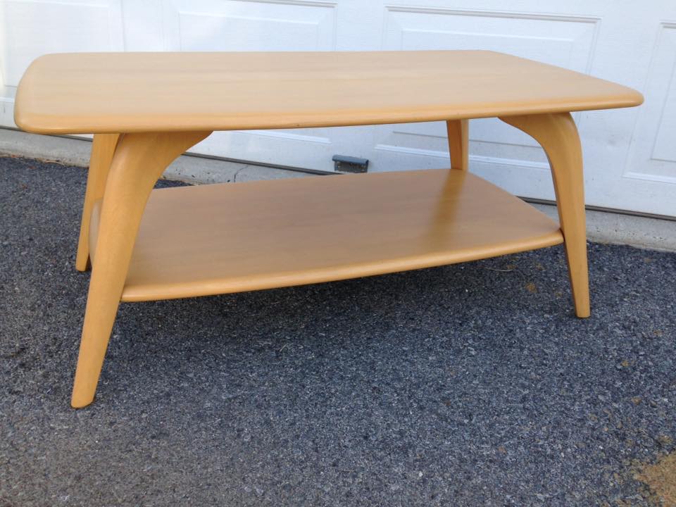 Cocktail table full restore in Wheat reproduction stain for client to order.