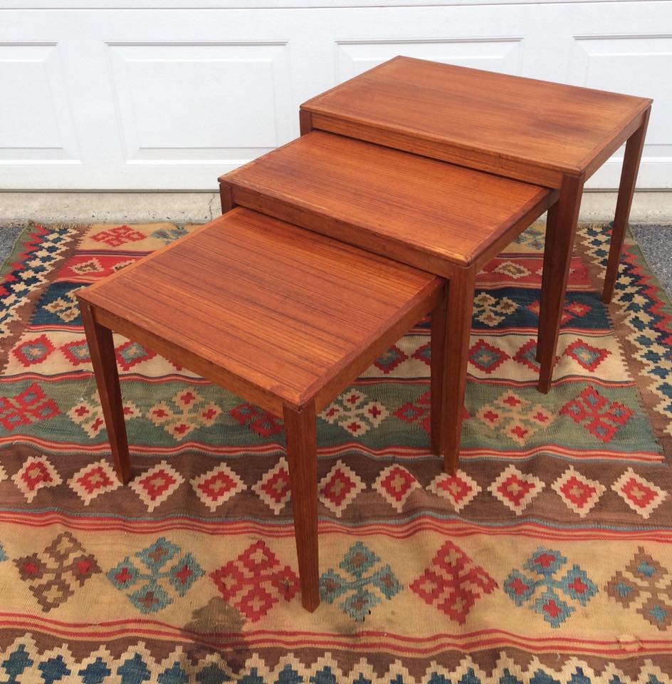 Bent Silberg Mobler Made in Denmark, teak nesting table set is now available! 