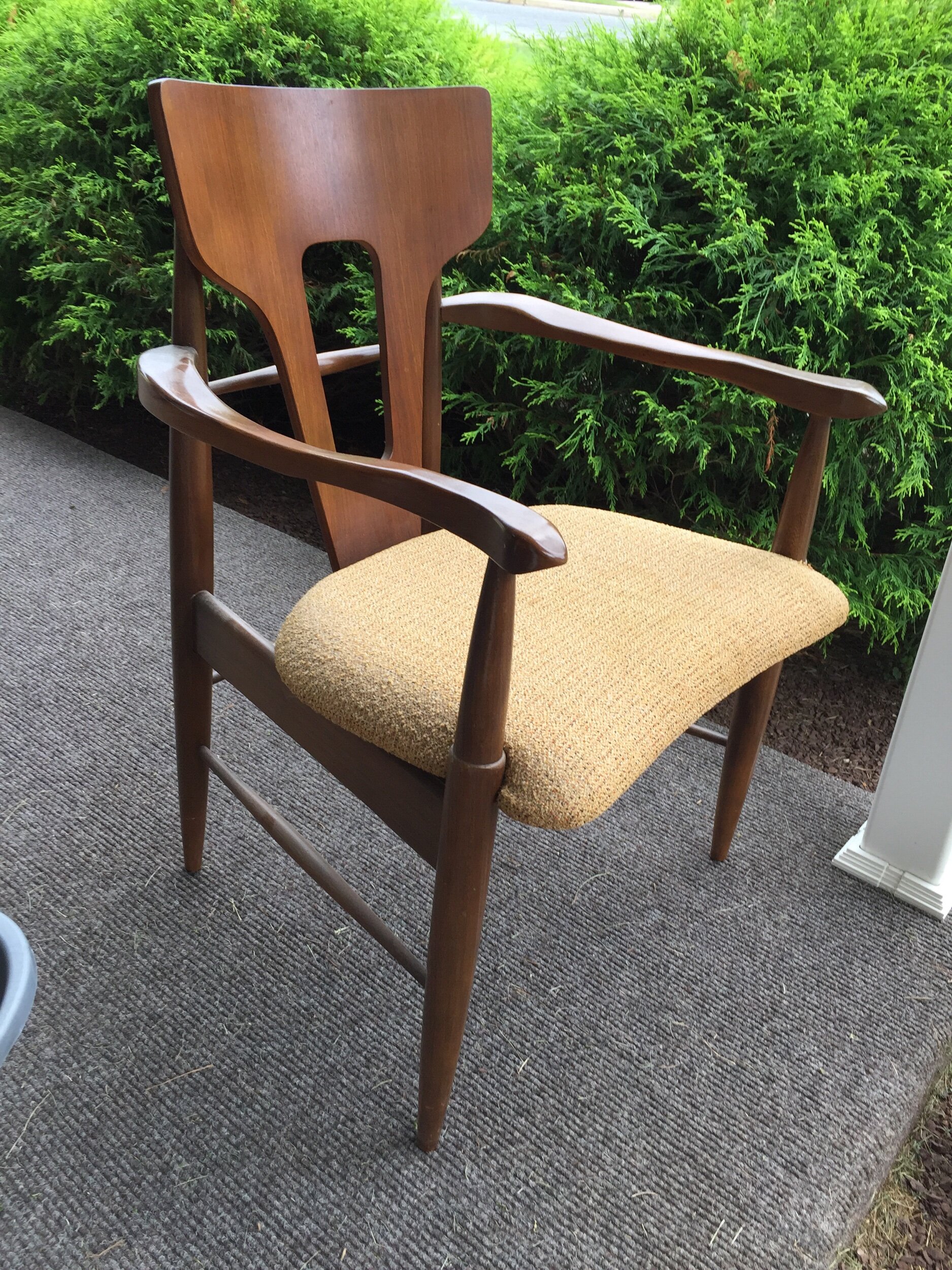 These chairs are super! Danish style but american made. Nice wide seats and very sturdy. I can recover these to suit or you can DIY.