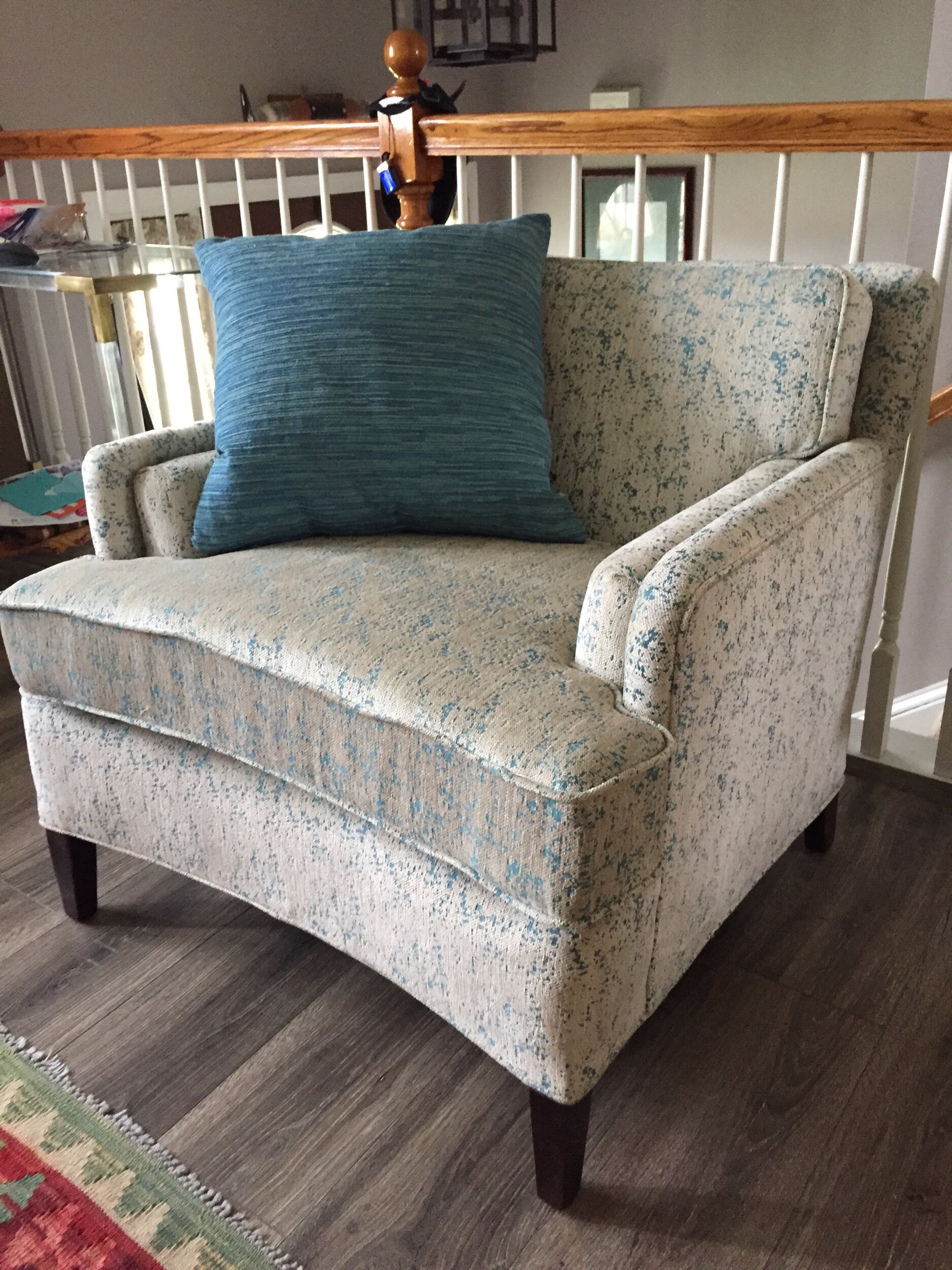 Rebuilt with new foam, new seat cushion and new fabulous upholstery! Mid century gone modern. Very much in love wity my latest restoration!