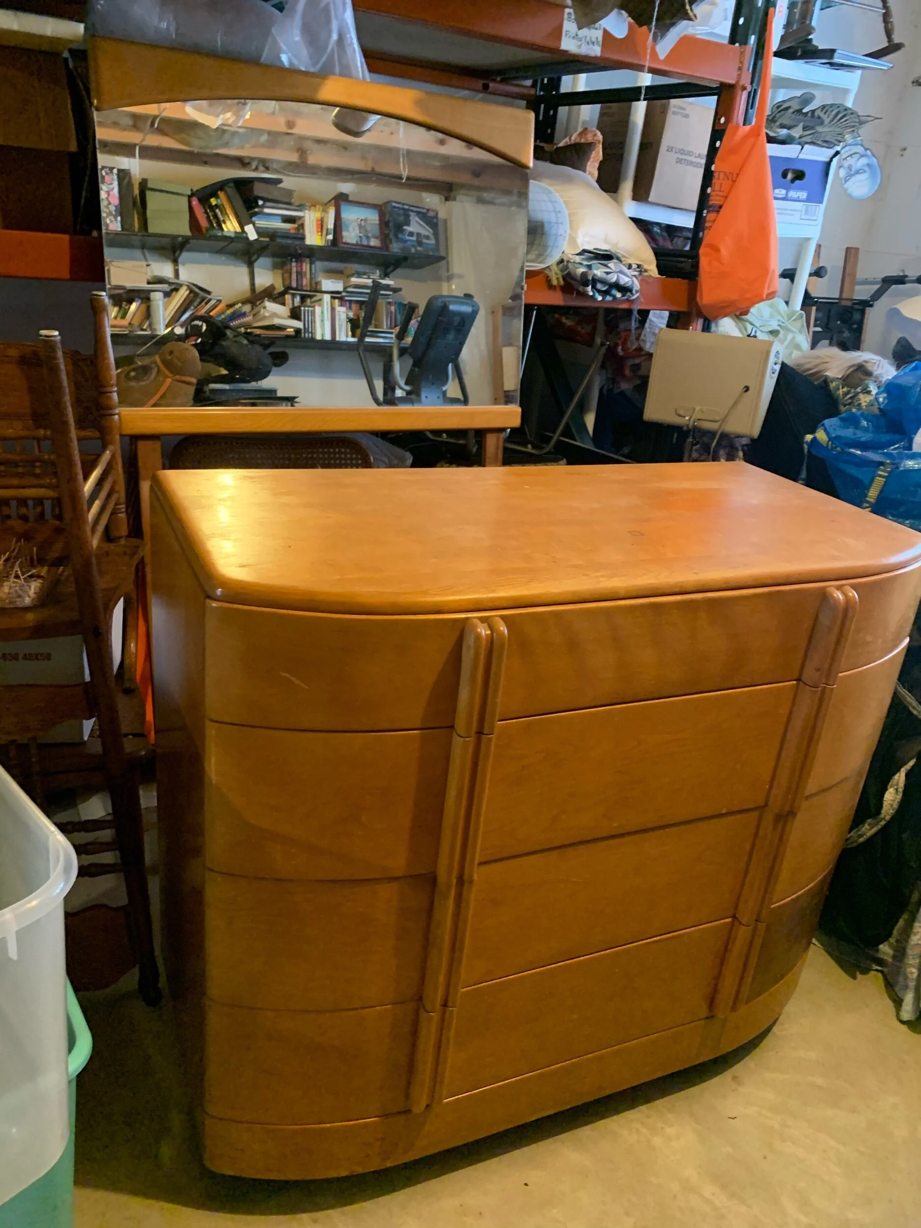 Art Deco Airflow line by leo Jiranek Heywood Dresser and mirror.  My daughter used it for 7 or so years but wanted more room and we redid her closet.  Also available.  Airflow is a great line!