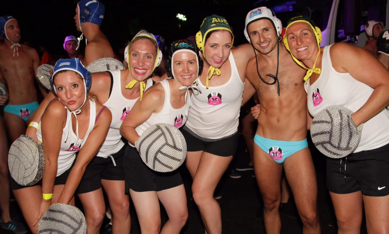 Water polo marchers at the Sydney Mardi Gras Parade. Image: Bryan O'Donovan. 