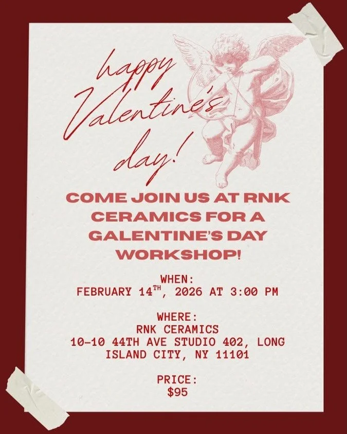 Join us for a special Galentine&rsquo;s Day handbuilding workshop! We&rsquo;ll be showing you how to make a personalized jewelry holder 💕
When: Feb 14th from 3pm-5pm
Price: $95 per person
What&rsquo;s included: Instruction, materials and firings 

F