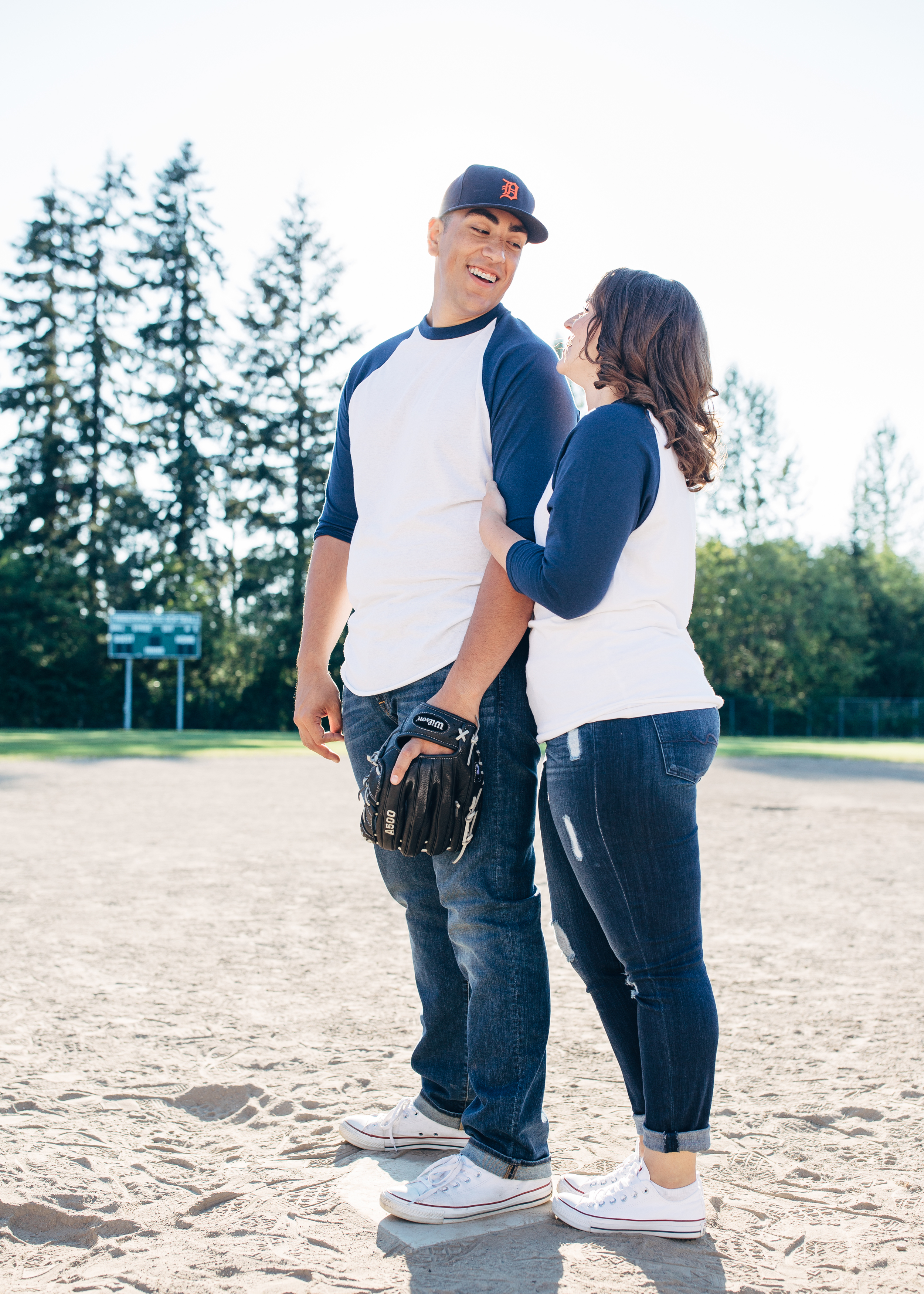 Out final location was a local baseball field. Alec played all throughout high school and has since been drafted so they both wanted to capture their interest and involvement with the sport. 