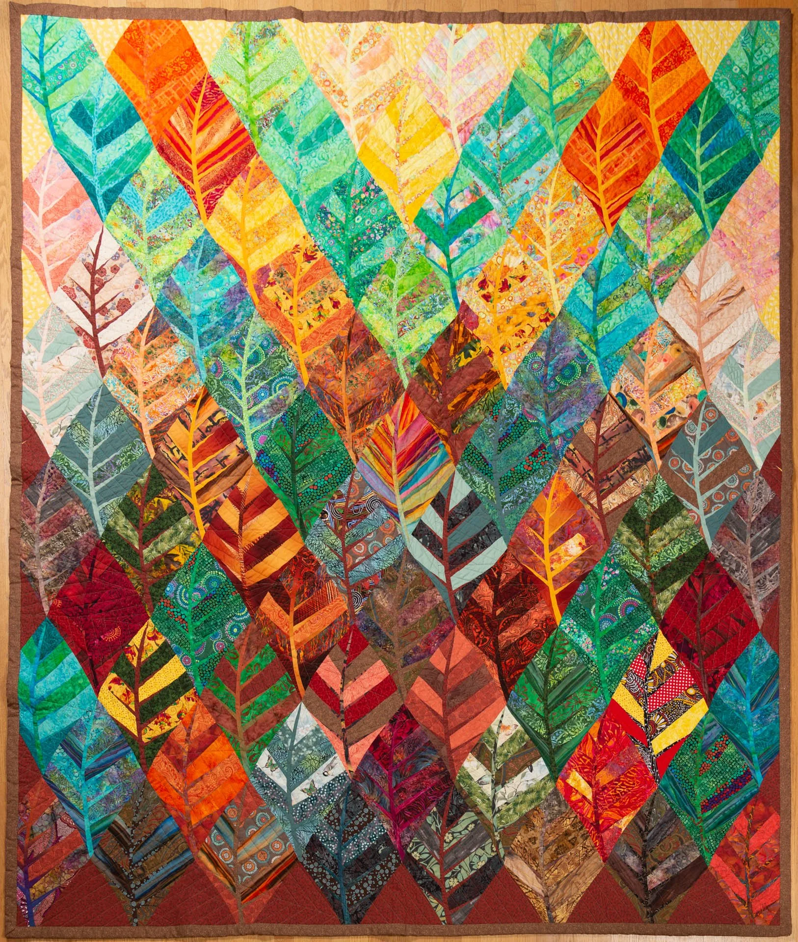  Tessellated leaves form the back of the quilt. 