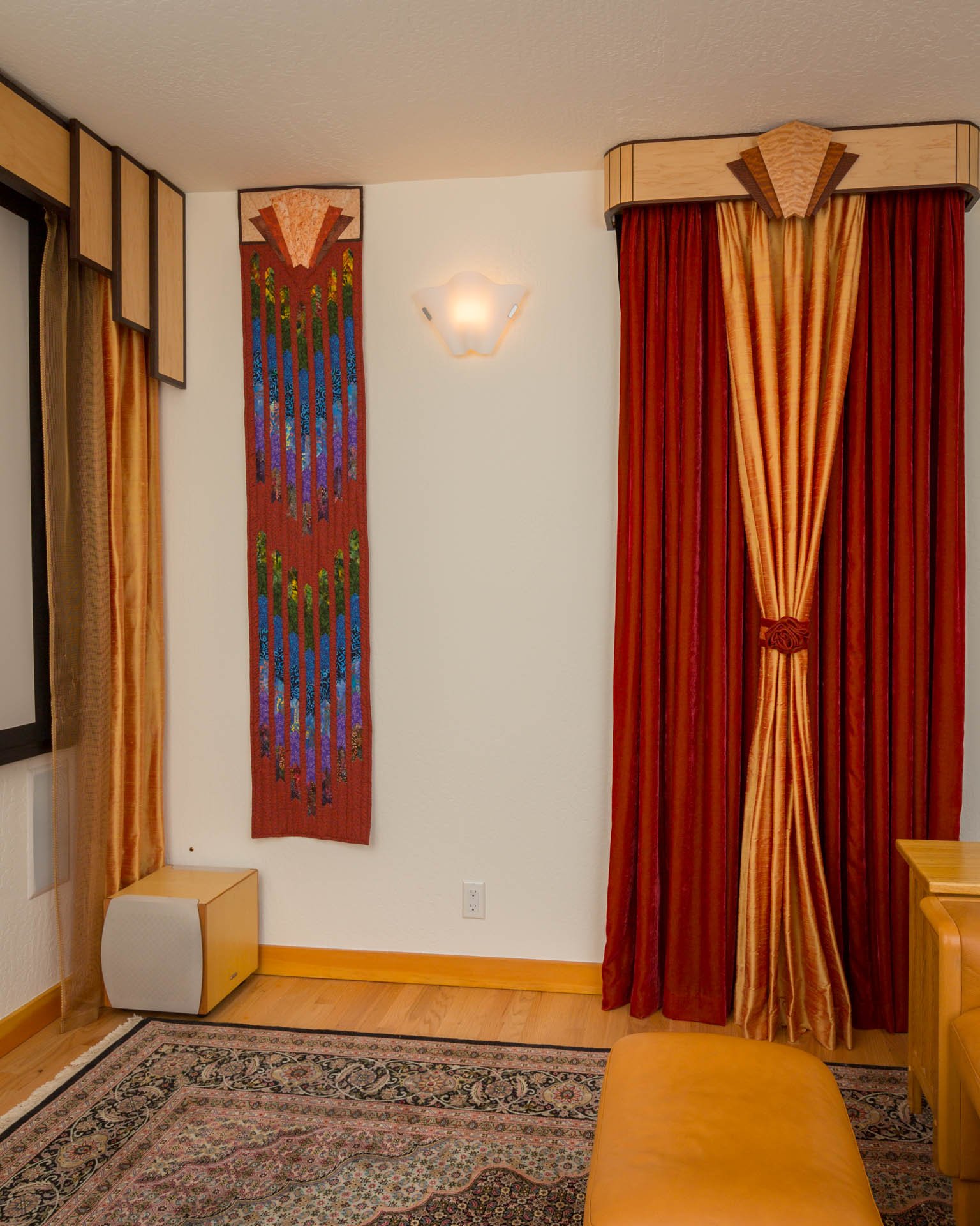  I ended up making three more - one for each corner of the theater.  For anyone starting to quilt, I recommend making pieces for very dark rooms at first. 