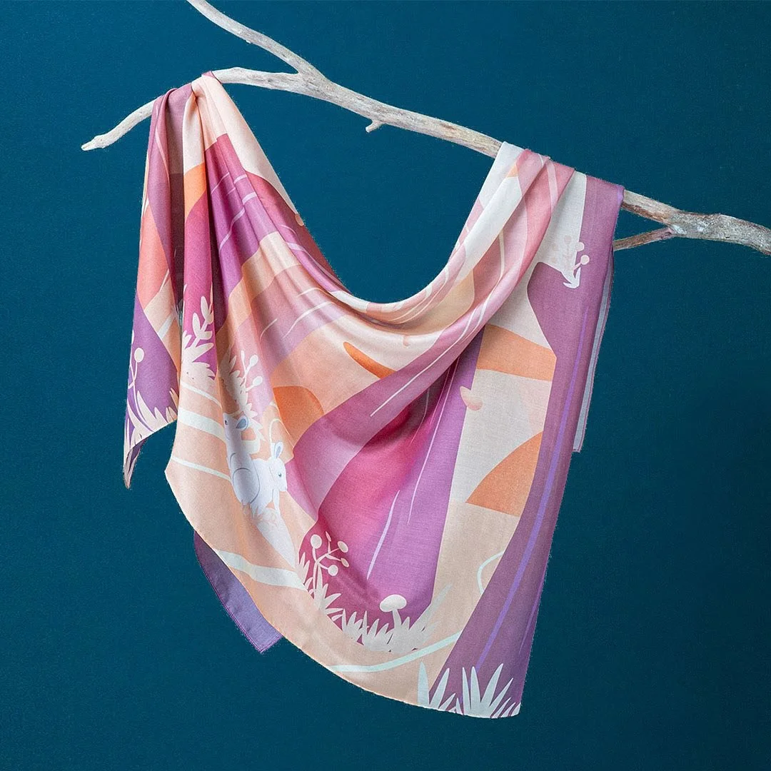 Its been awhile! We have finally launched a new design!

Forest Dream is a piece that captures the magic of a forest and its whimsical inhabitants. Each scarf is delicately designed with our signature dreamy palette and hues. It is made with our belo