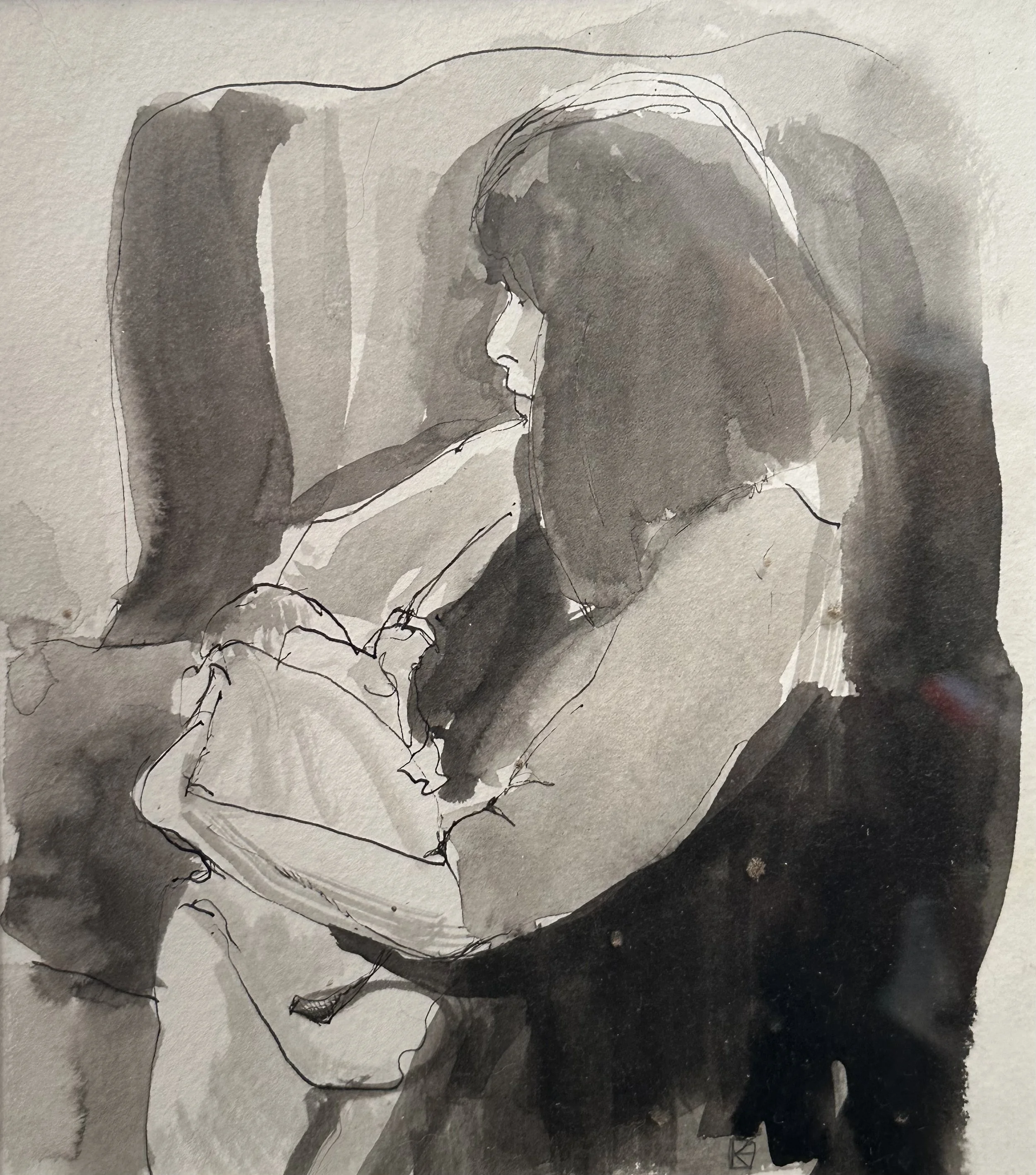 mother and daughter, 34x31cm, framed , pen and oak gall ink on paper, 2021.jpg