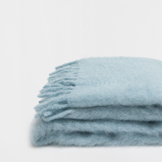 Blue Fringed Mohair Blanket, €99.99