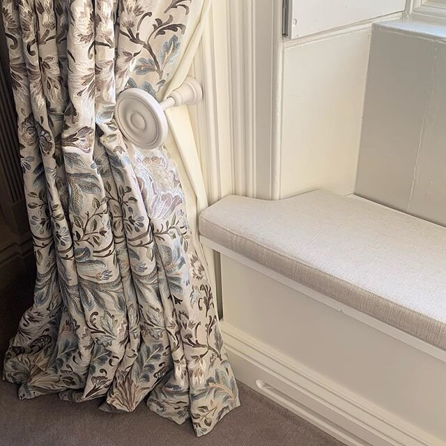 The dressing room of dreams. We converted what was a master en-suite into a beautiful walk in wardrobe and dressing room complete with this lovely window seat. It&rsquo;s all kinds of luxurious and yet beautiful soft and serene with velvet combinatio