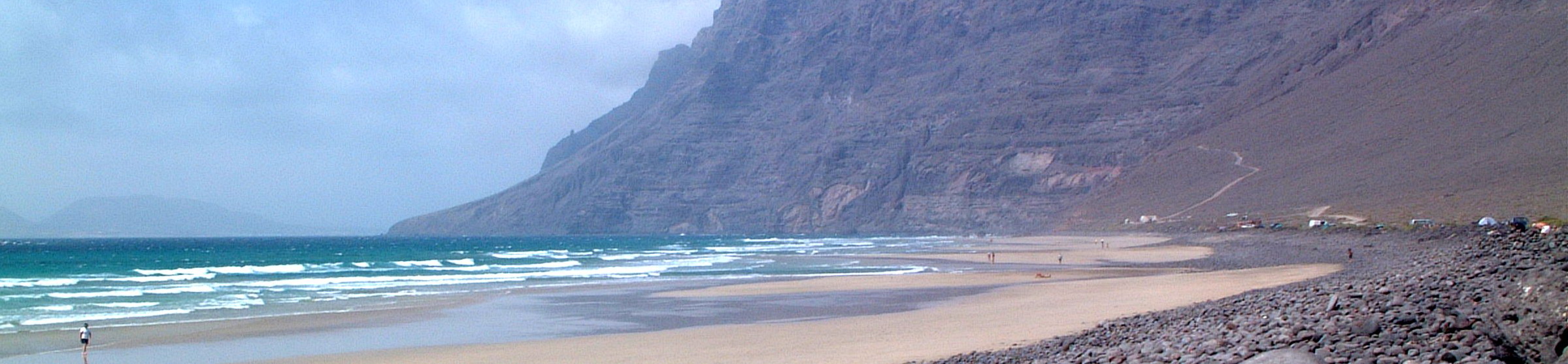 Famara beach, a short walk from the apartment