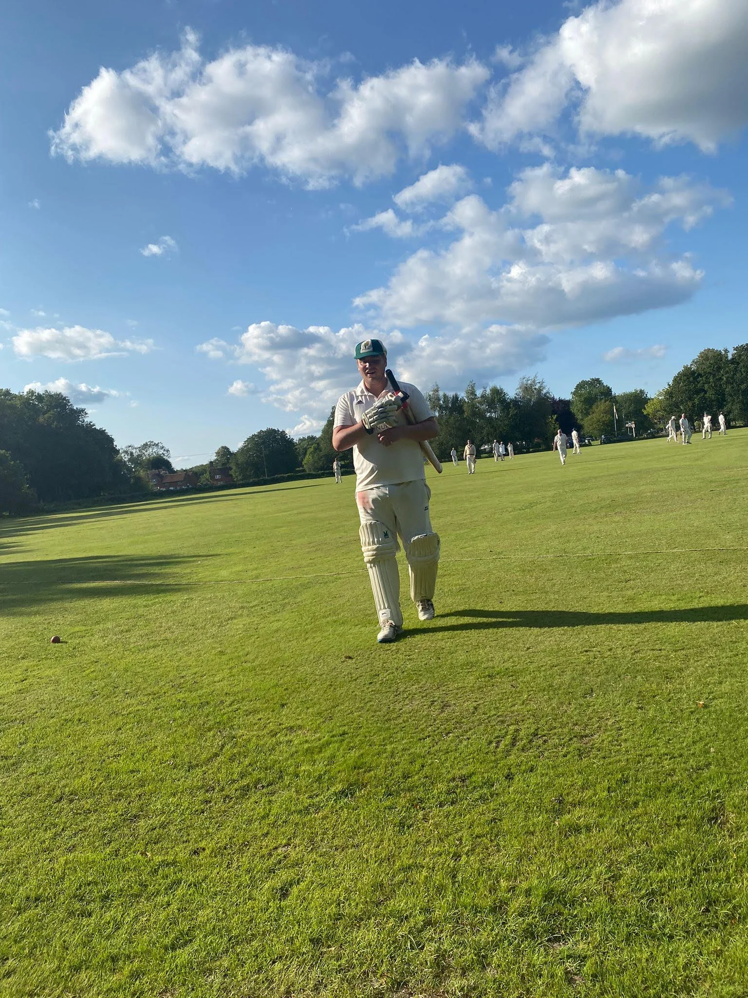 A dejected Cat after playing on to his wicket.