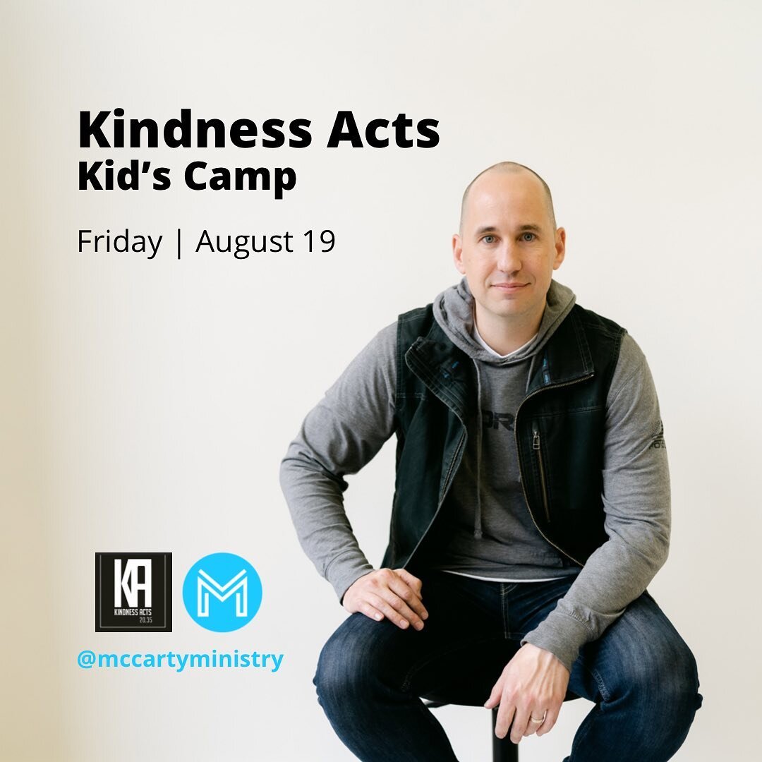 Excited to share that I&rsquo;ll be speaking at The Kindness Acts Kid&rsquo;s Camp on August 19th! 

You&rsquo;d be hard pressed to find a better organization who demonstrates the love of Jesus through random acts of kindness. And I&rsquo;m honored t