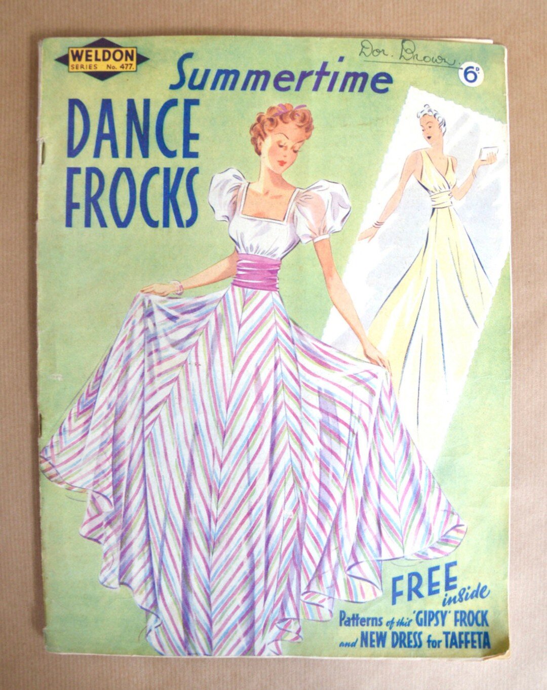 SOLD! I've only a few of these 1930s-1940s vintage sewing magazines left, out of a huge lot I bought years ago. Sadness! This one was issued just before the outbreak of WW2 (thus the copious amount of fabric still suggested on the cover dresses) and 