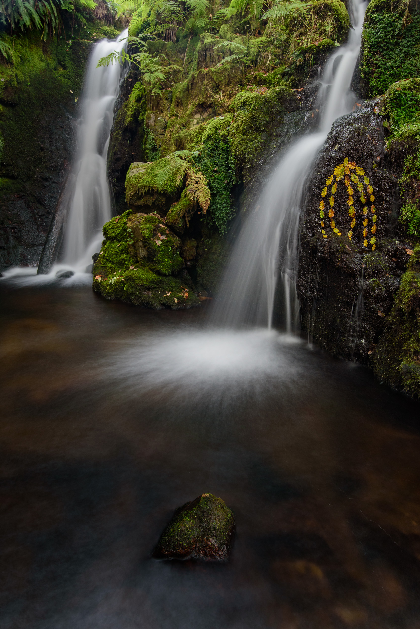 Venford Falls as shot on the video. A polariser is very handy to control the reflections.