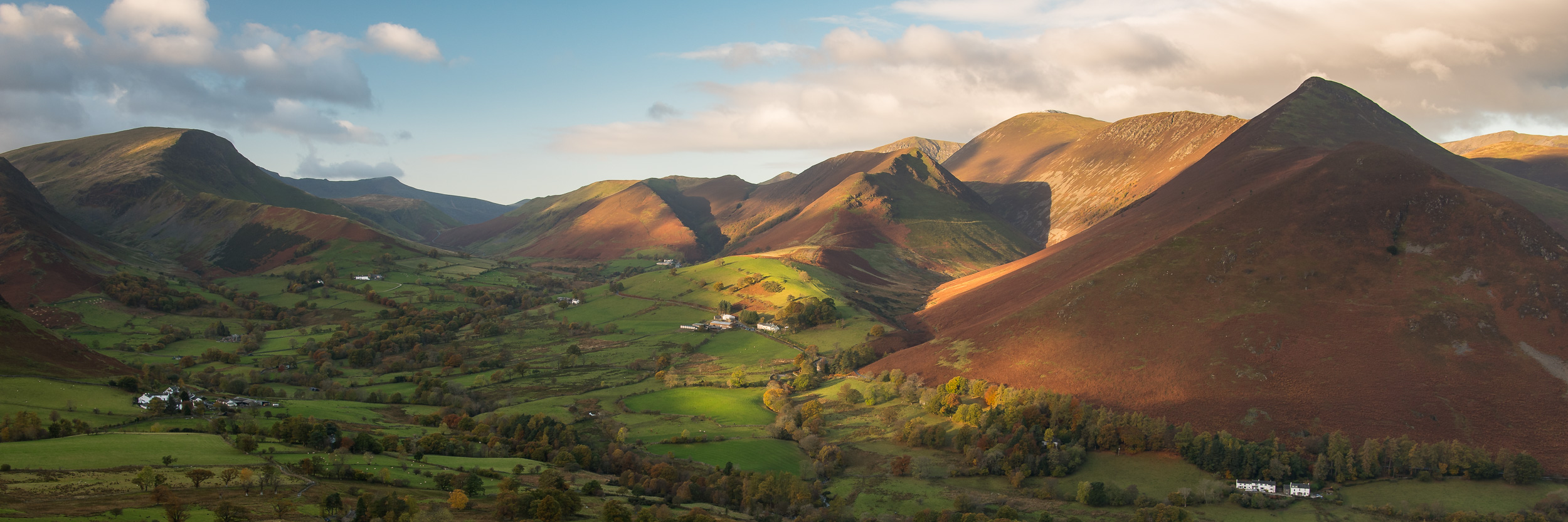 As is often the case in the Lake District, the moments of good light are brief but wonderful. This image of Rigg Beck and Causey Pike is a 3:1 crop from a single frame.