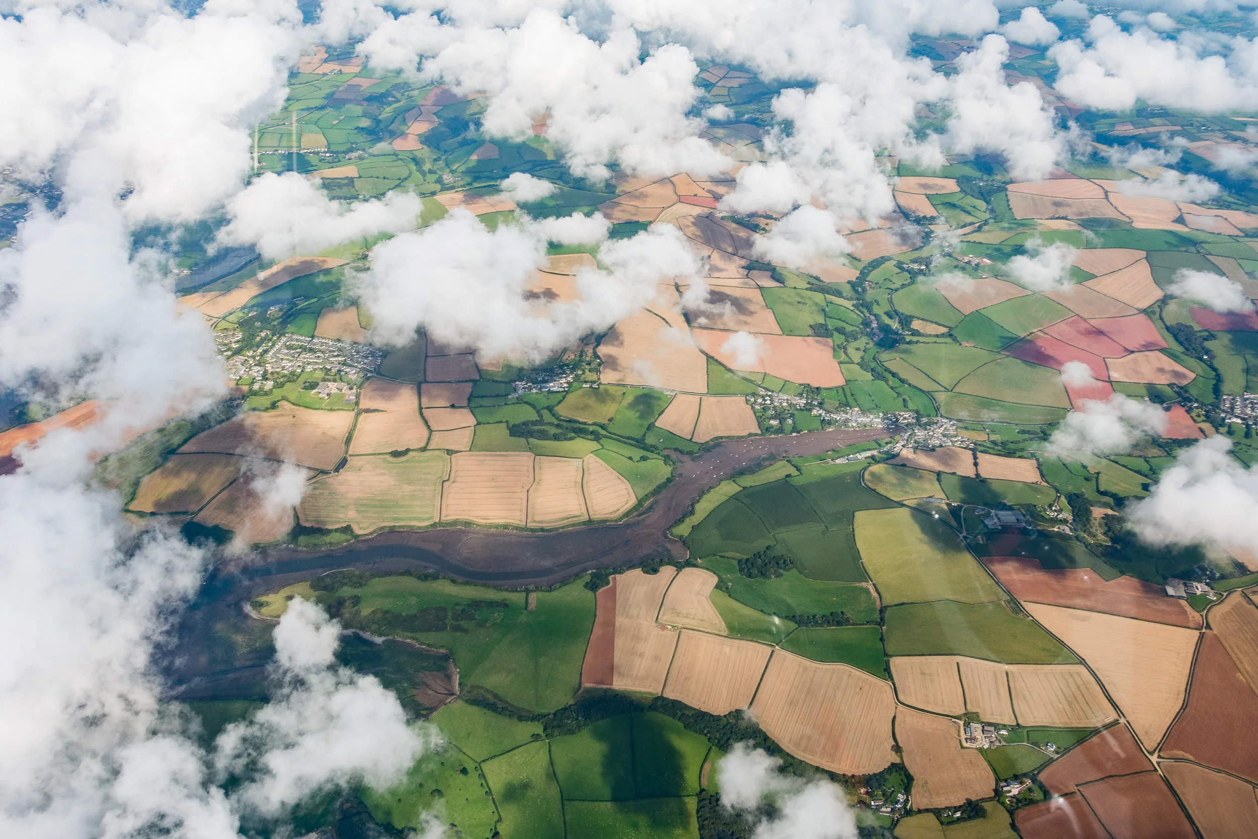 A unique view of the patchwork of fields in Devon.